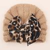 Neuer Wollhut mit Leopardenmuster und Schleife, Babymütze, wärmeisolierende und warme Kinderwollmütze