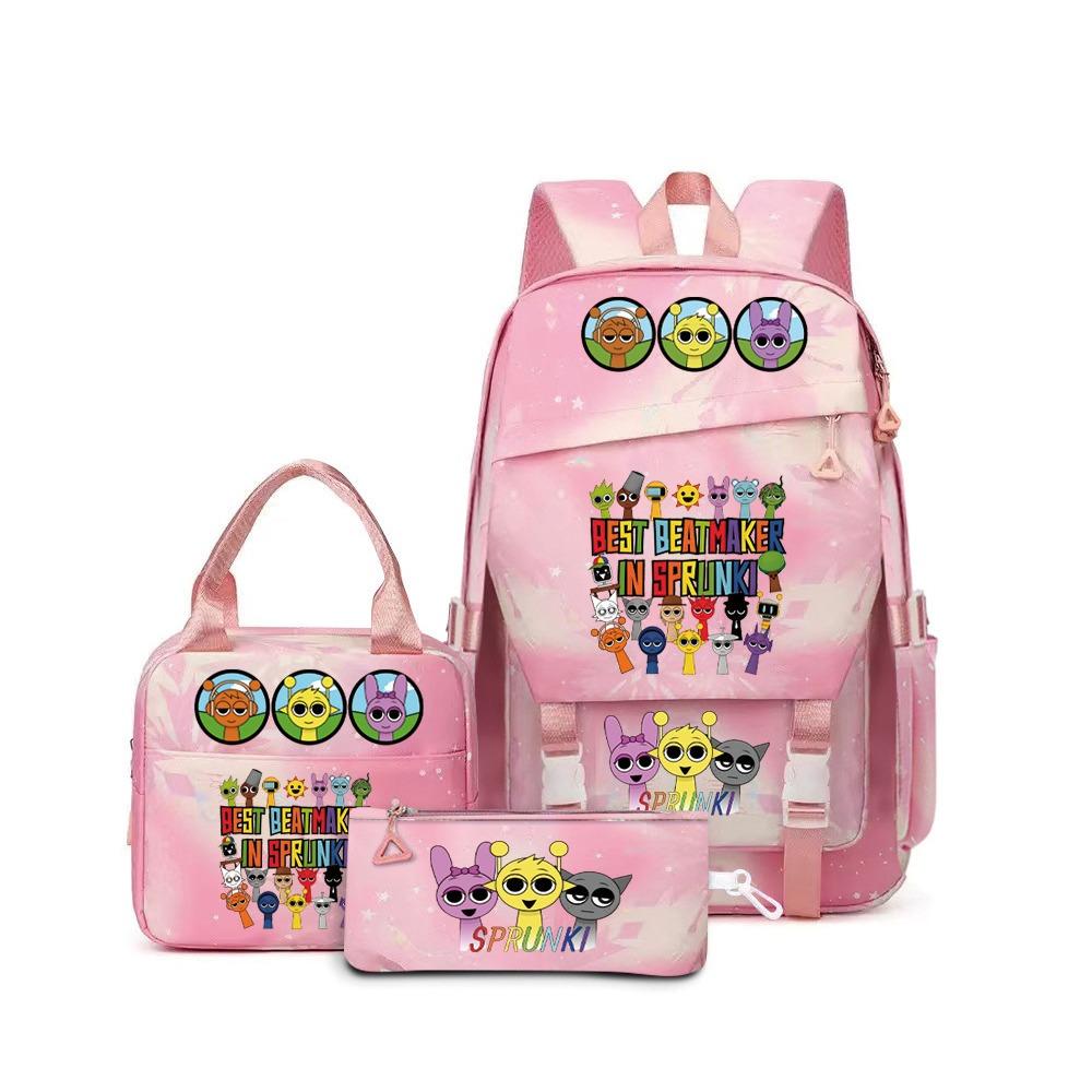 New rhythm box music game schoolbag backpack pencil bag three-piece set student heat transfer backpack