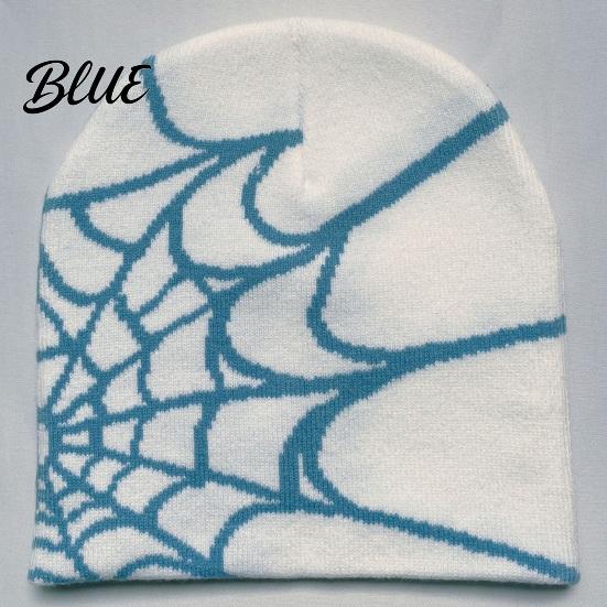 Halloween Party Cap Jacquard High Print Knitted Spider Web Winter Hat Unisex Beanie Elasticity Anti-shrink