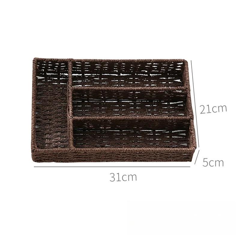 

Плетеные корзины для хранения, настольные коробки для хранения всякой всячины, бумажная веревка, плетеные корзины для хранения игрушек и закусок, органайзер для косметики, декоративные элементы для дома коричневый