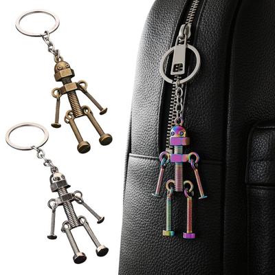 Portachiavi Robot in Metallo Articolazioni Mobili Vintage Robot a Vite Portachiavi Ciondolo Zaino Borsa Portamonete Fascino Regali di Compleanno Natale per Uomini Donne