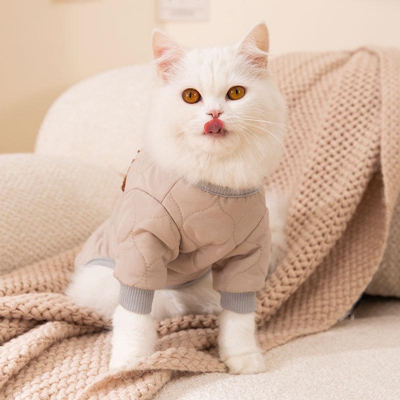 Simple sticker quilting cotton puppy four-legged clothes cute wind bear autumn and winter warm small dog pet cat clothes