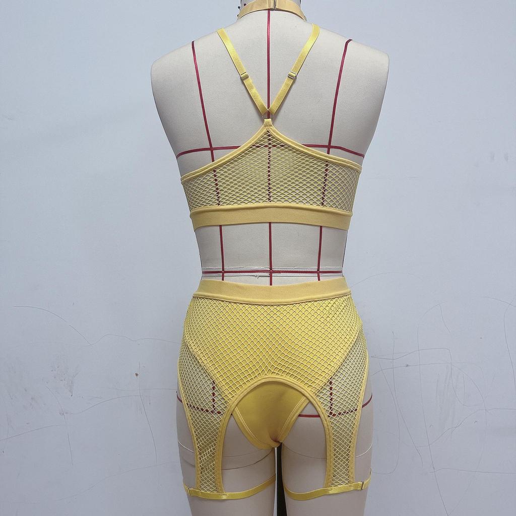 2022 European & American Black Mesh Spliced Erotic Lingerie Bra