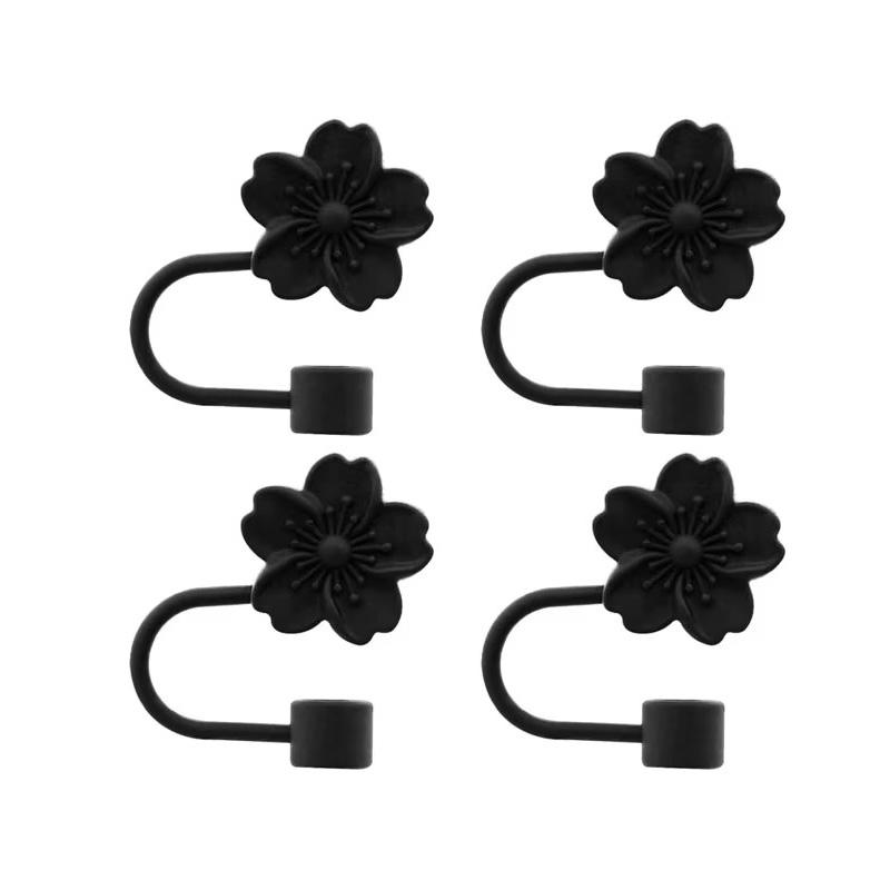 2/4pcs Straw Cover Cap for Stanley Cup Accessories,Silicone Straw Topper 10mm Reusable Straw Tips Lids Flowers Tip Covers