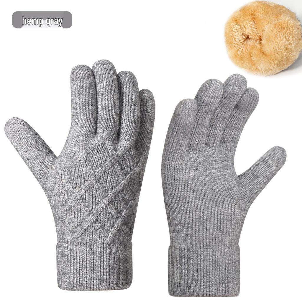 Warm Knit Touchscreen Gloves for Women - Windproof, Double-Layer Winter Cycling & Office Cold Protection