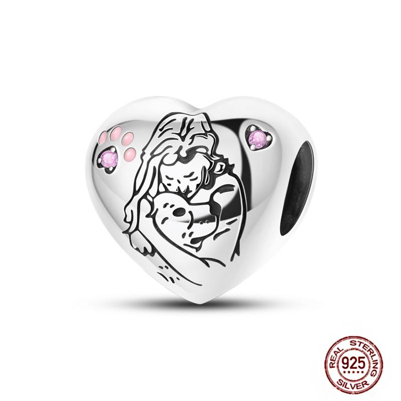 Pink Butterfly Charms Beadscopper Original Heart-Shaped Dog Paw Travel Charm Fit Bracelets Pendant For Women Jewelry Making