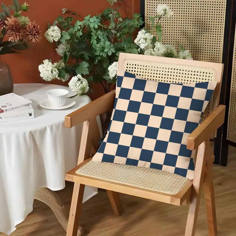 Fashion Checkerboard Plaid Cushion Cover Silky Short Plush Invisible Zipper Dustproof Sofa Pillow Case for Home Decor