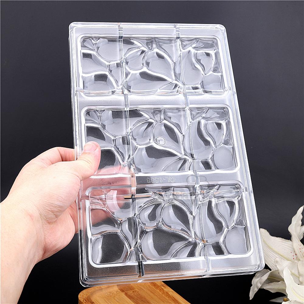 Big Plate Recctangle Water Ripple Geometry Shape Polycarbonate Chocolate Mold Food Sugarcraft Molds Candy Making DIY Kitchen