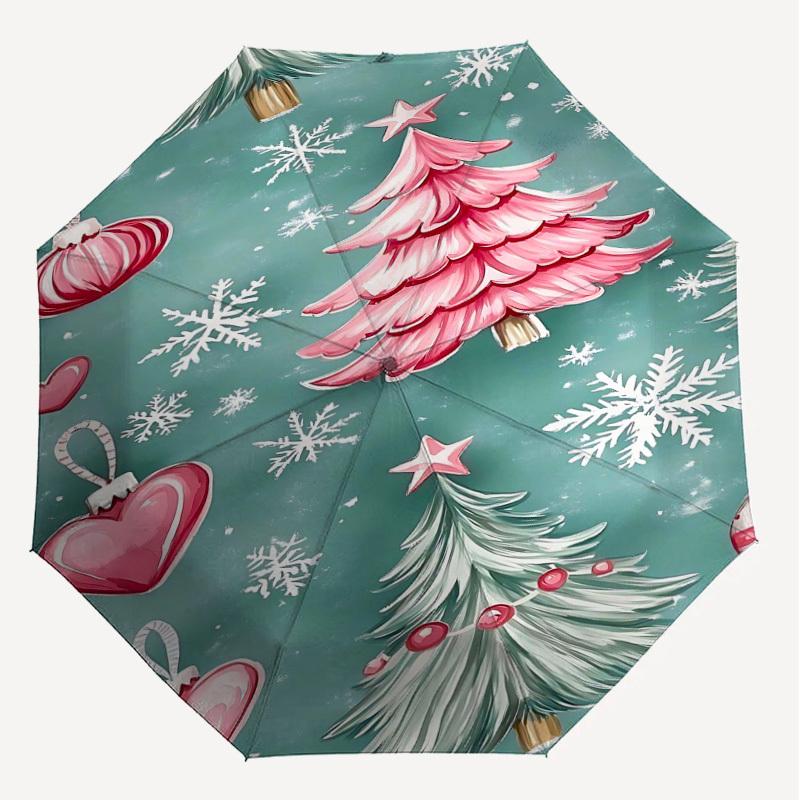 1pc Christmas Tree Snowflake Automatic Open/Close Umbrella Compact Folding Umbrella with 8-Rib Shaft for Women/Men, Elegant Birthday1141S