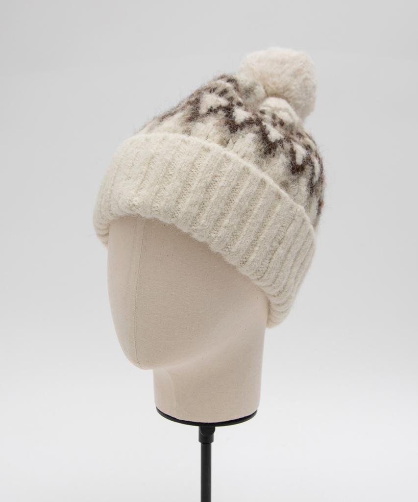ROLAROLA Pompom Knit Beanie Ivory