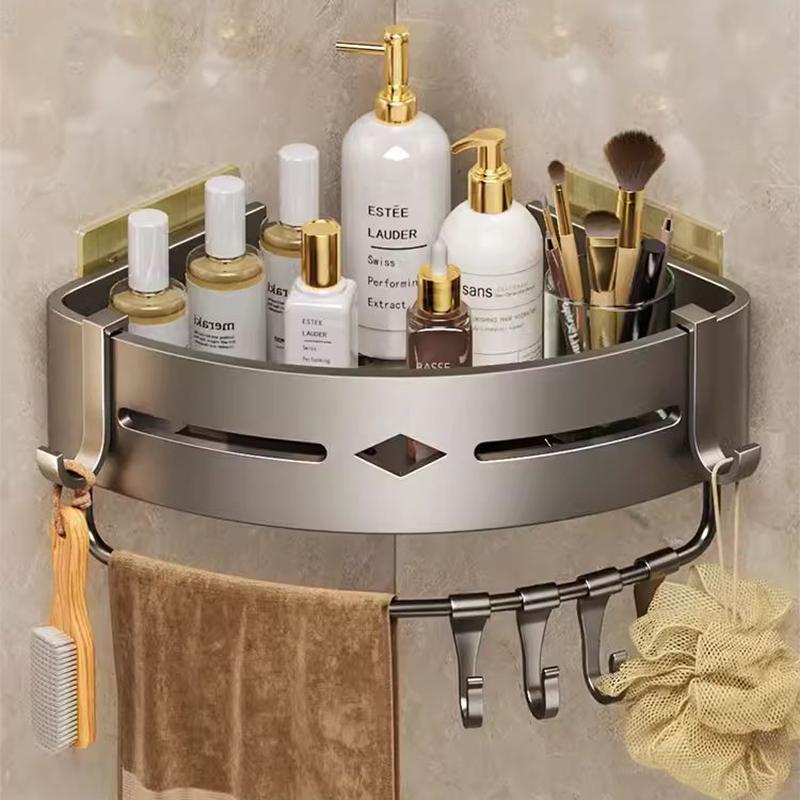 Adhesive Metal Storage Shelf Wall Bath Shelves Hanging Organizers No drilling Storage Rack Shampoo Holder For Bathroom Kitchen