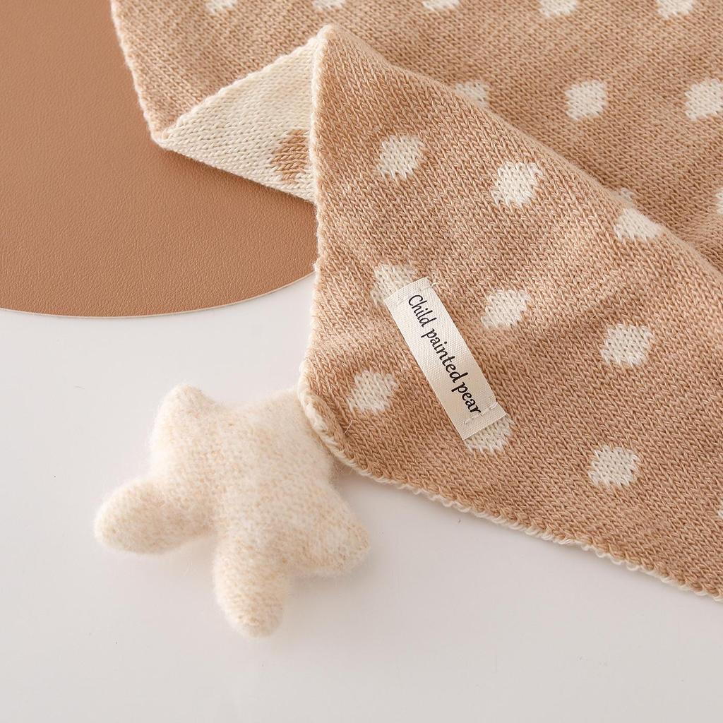 Korean Style Polka Dot Wool Knit Winter Baby Scarf for Boys and Girls - Thick Warm Triangle Neck Protector