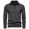 Men’s Vintage Long Sleeve Solid Polo Shirt