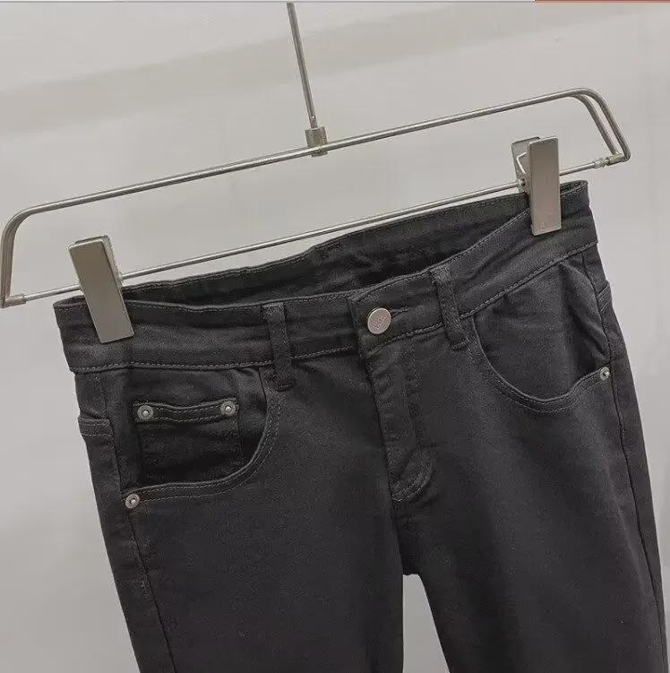 Schwarze Slim Fit Skinny Jeans mit Reißverschluss für Herren – Trend im koreanischen Stil