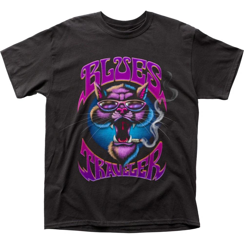 Blues Traveler Smokin Cat Mens T Shirt Music Classic Concert Rock Band Tee Black S