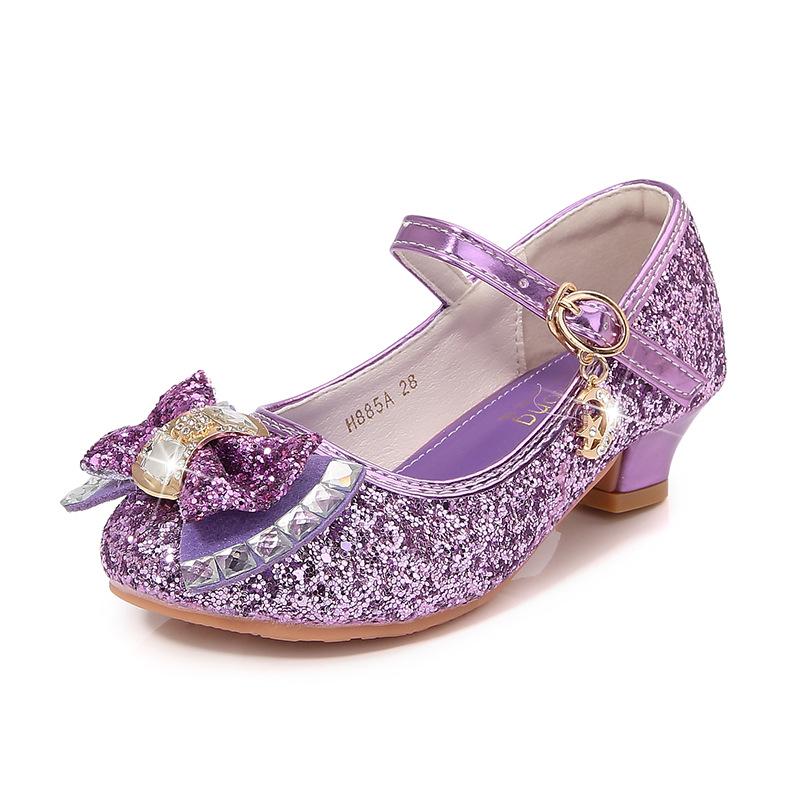 

Девочкины хрустальные туфли на высоком каблуке - Весенне-осенние туфли принцессы для выступлений 27 фиолетовый
