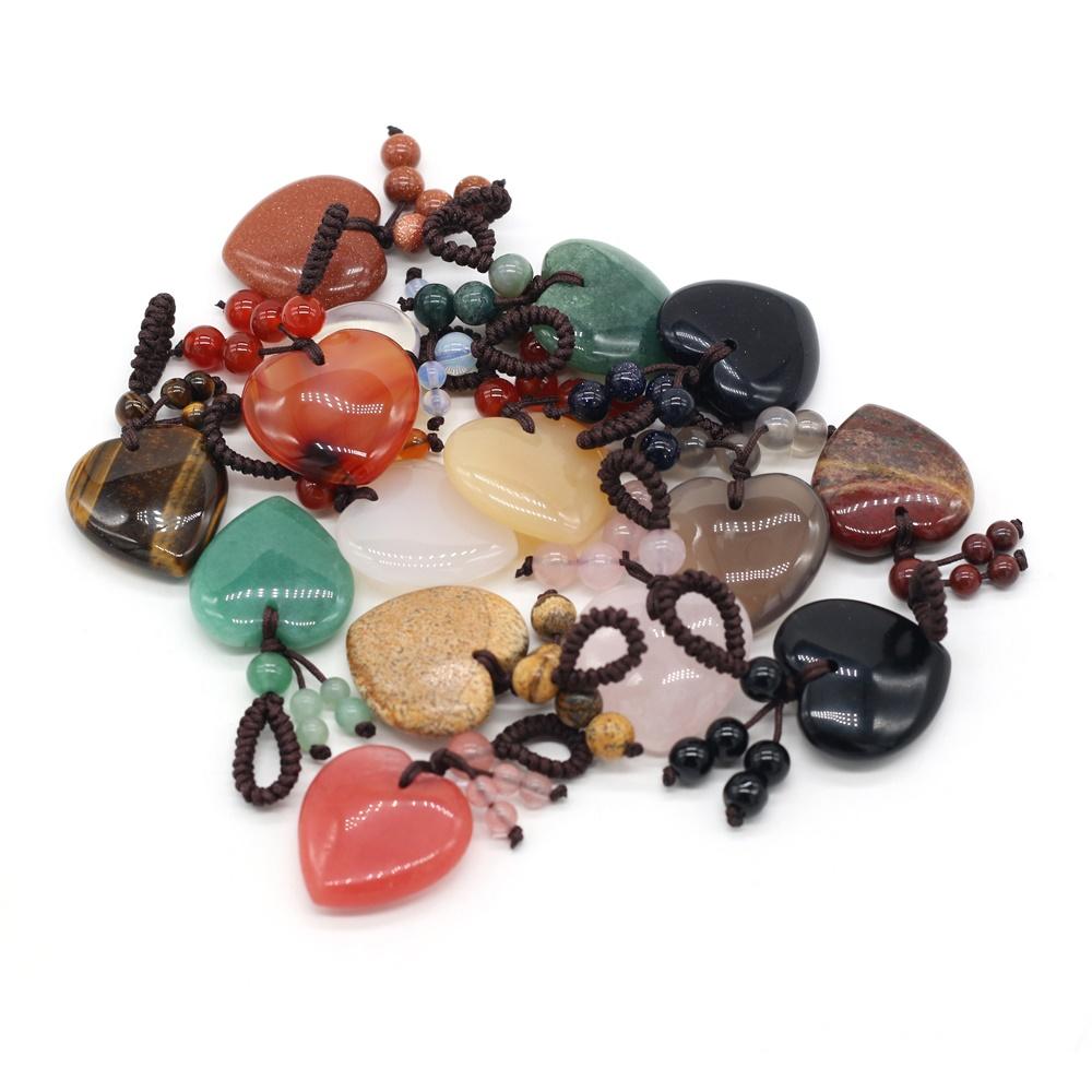 1 szt. breloczek do kluczy z kamienia naturalnego w kształcie serca, breloczek z kryształu uzdrawiającego Reiki w stylu Ins, z agatu, ametystu, kamienia szlachetnego, dla kobiet, biżuteria, prezent na Dzień Matki, Dzień Ojca