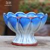 Handmade Medium-Sized Ceramic Pot with Feet – Succulent Planter in Breathable Colored Glaze Coarse Pottery.