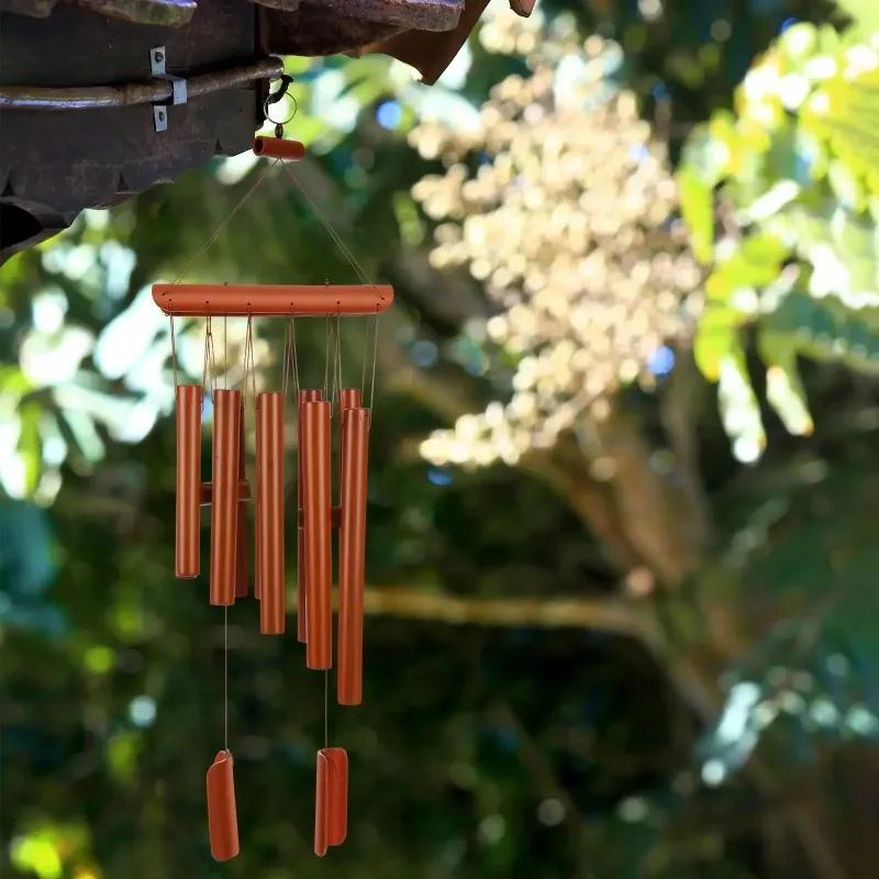 10-Tube Bamboo Wind Chime - Multi Tube Music Decor, Wooden Handicraft Garden Ornaments, Hanging Outdoor Bedroom Hall Study Room