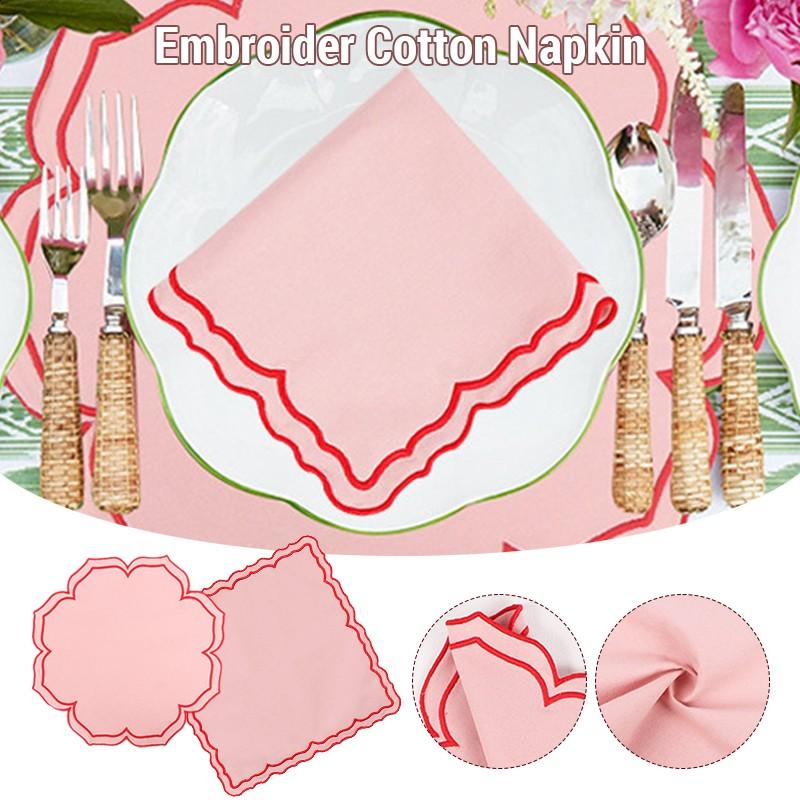 1Pc Lotus Placemats Cotton Napkins Table Dinner Cloth Reusable for Banquet Wedding Table Decor Embossed Flower Shaped Place Mats