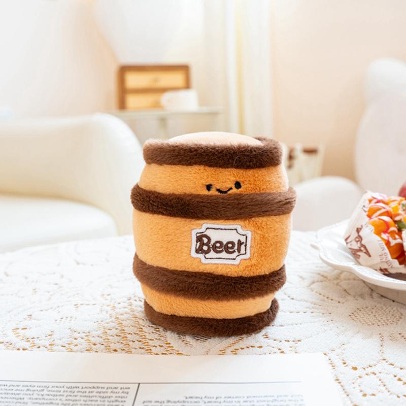 Verre à vin Tonneau à vin Bouteille de vin Canette Jouet en peluche dessin animé Poupée en peluche douce et duveteuse Joli décor de bureau Table Cadeaux d'anniversaire Enfants