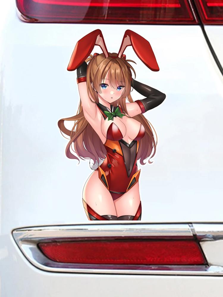 DM84#8.5x15cm Cute Anime Girl With Red Rabbit Ears Vinyl Car Sticker  Waterproof Vinyl Decal Car Accessories Decor