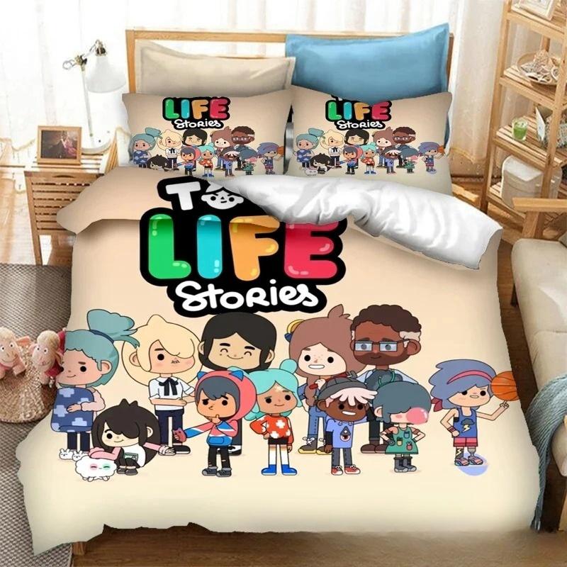 Jogo de impressão 3D Toca Life World Cartoons Conjunto de cama Duplo Twin King Capa de edredom Edredom Fronha Meninos Meninas Adultos Quarto
