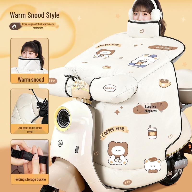 Universal All-Season Windproof Electric Vehicle Windshield with Thick Winter Fleece