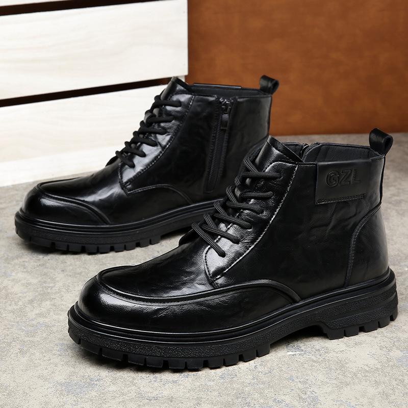 Herrenschuhe Mid-Top Martin Boots Herren Workwear Britischer Stil 2025 Neue Vielseitige Samt High-Top Lederschuhe Trendige Kurze Stiefel