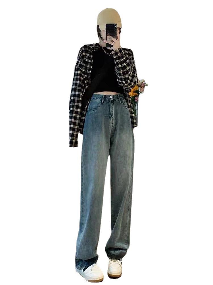 Dámské retro džíny s vysokým pasem a širokými nohavicemi, rok 2022 – letní/jarní zeštíhlující volný střih