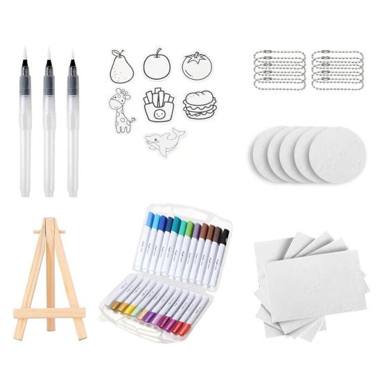 55Pcs 3D Foam Texture Painting Kit for Watercolor Paint Markers Soft-tip