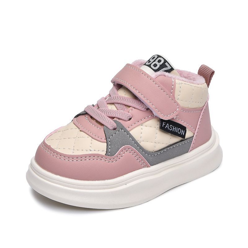 Winter New Children's Sports Shoes Cotton Shoes Girls Velvet Mid-top Board Shoes Baby Boys Warm Shoes Two Cotton Boots