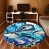 1pc Sharks Coral Round Chair mat office Area Rug - Non-Slip, Floor Mat for Office, Bedroom, and Indoor Decor p127257