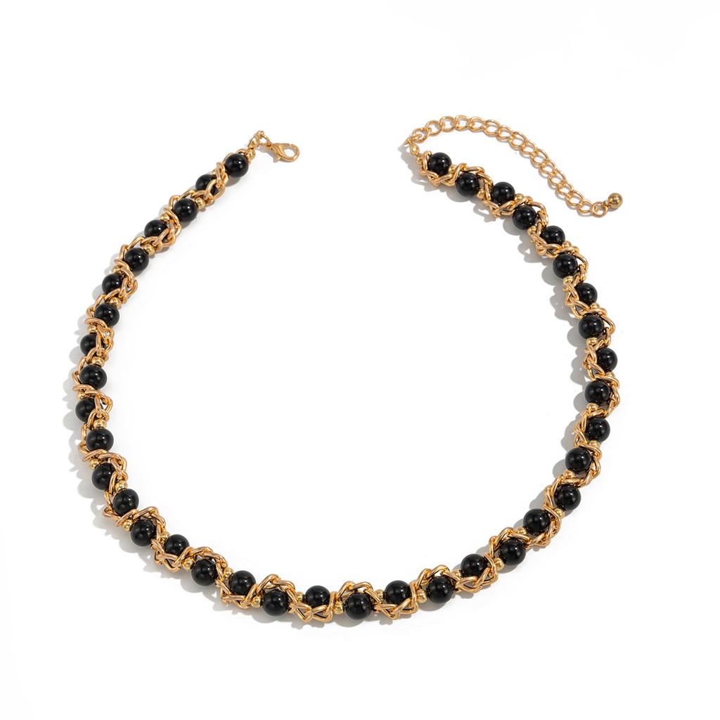 New Pearl Chain Wrapped Collarbone Chain Men's Trendy Hip-Hop Personality Men's Collarbone Chain Men's Neck Chain