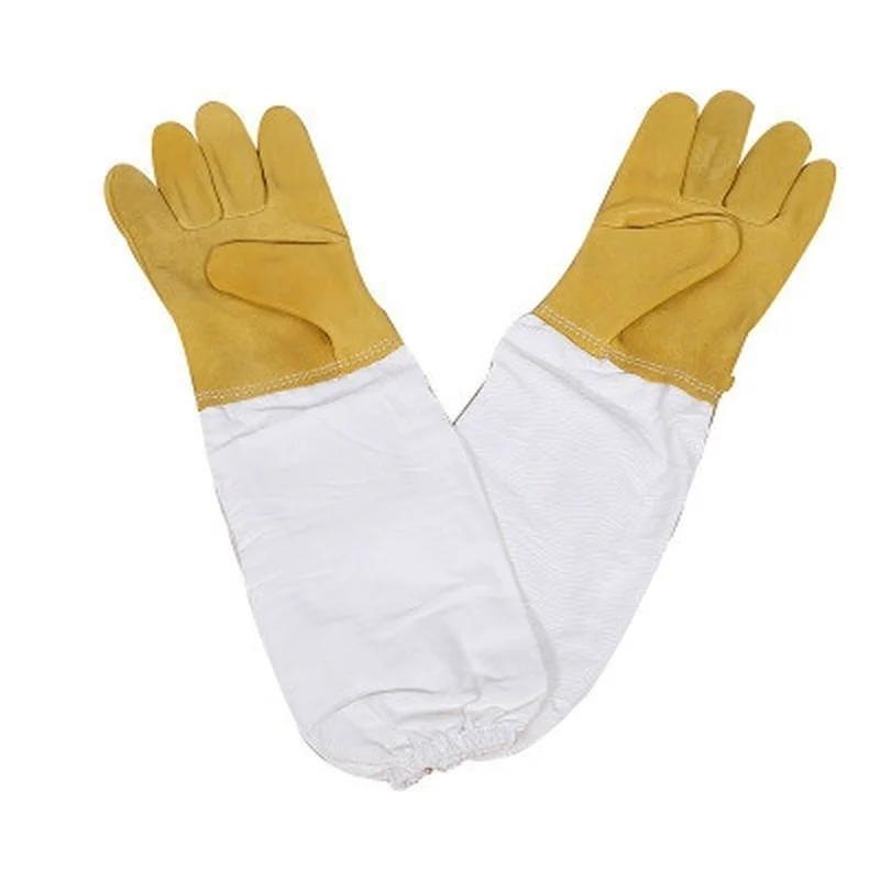 Beekeeping Gloves Protective Sleeves Ventilated Sheepskin And Canvas Anti Bee For Apiculture Beekeeping Gloves Household Gloves XXL жёлтый