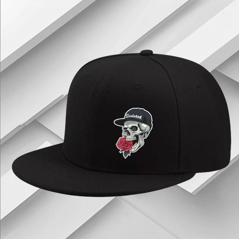 Totenkopf Rose Grafik Baseballkappe Polyester Verstellbar Street Fashion Snapback Hut Unisex