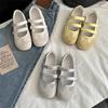2025 Summer New Velcro Flat Comfortable Round Head Women's Shoes Shallow Mouth Ballet Shoes One Word Belt Single Shoes Women