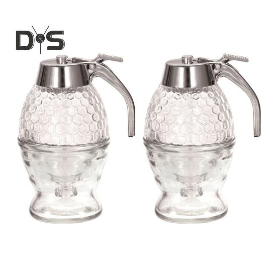 1/2 Stück Honigspender-Vorratsglas mit Ständer, großes Fassungsvermögen, auslaufsicheres Design, BPA-frei, Honigtopf in Wabenform
