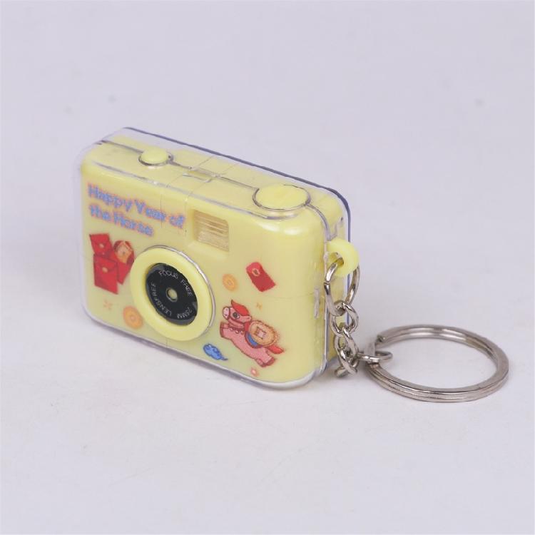 Multifunctional Horse Year Keychain With LED Light Sound Effects Camera Key Holder For Keys Accessories