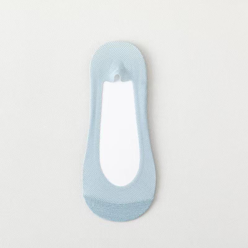 Women's Summer Thin Ice Silk Low-Cut Boat Socks - Anti-wear, Sweat-absorbing, Non-slip Heel