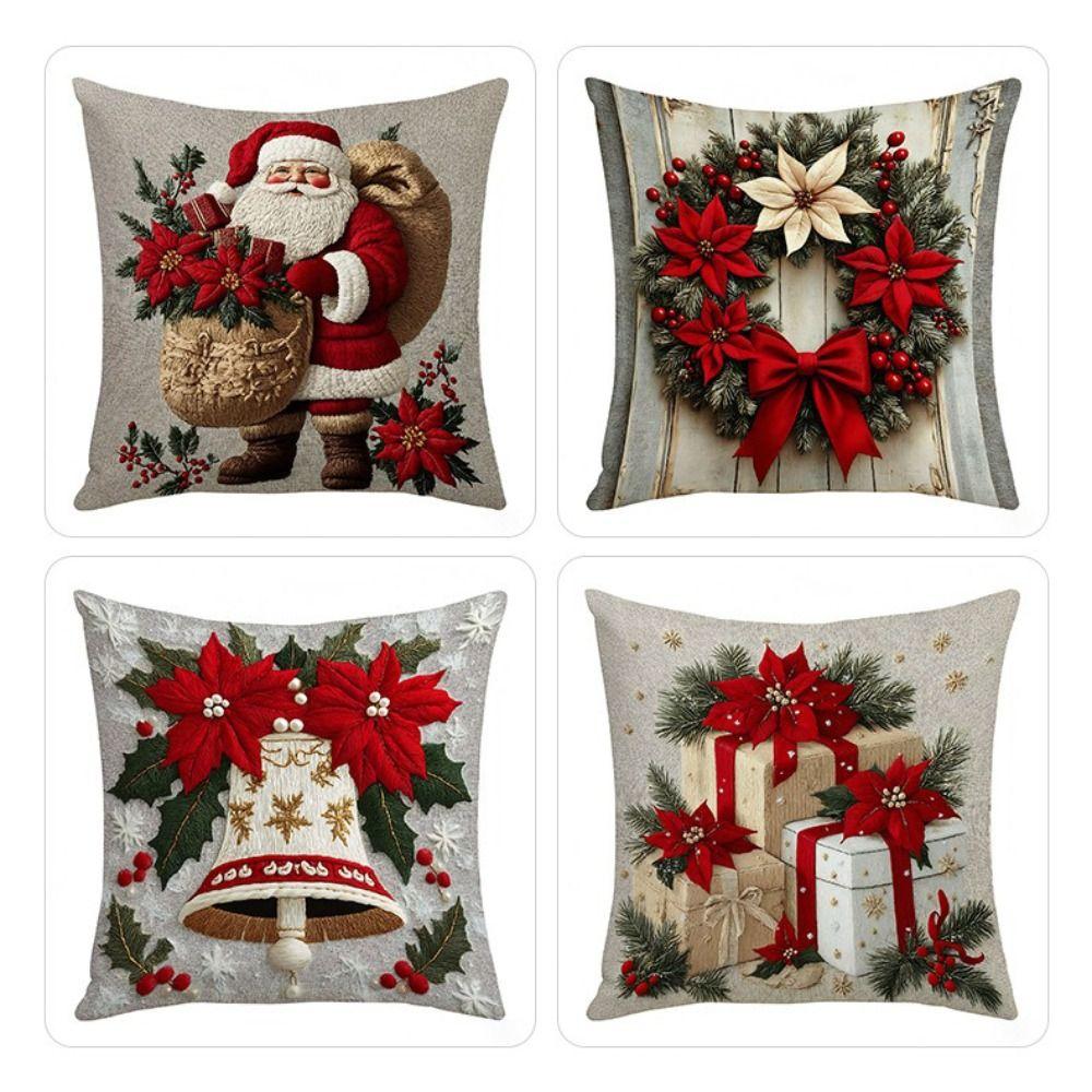 Snowflake Decorative Pillowcase Christmas Tree Pattern Throw Pillow Cover  Holiday Decor