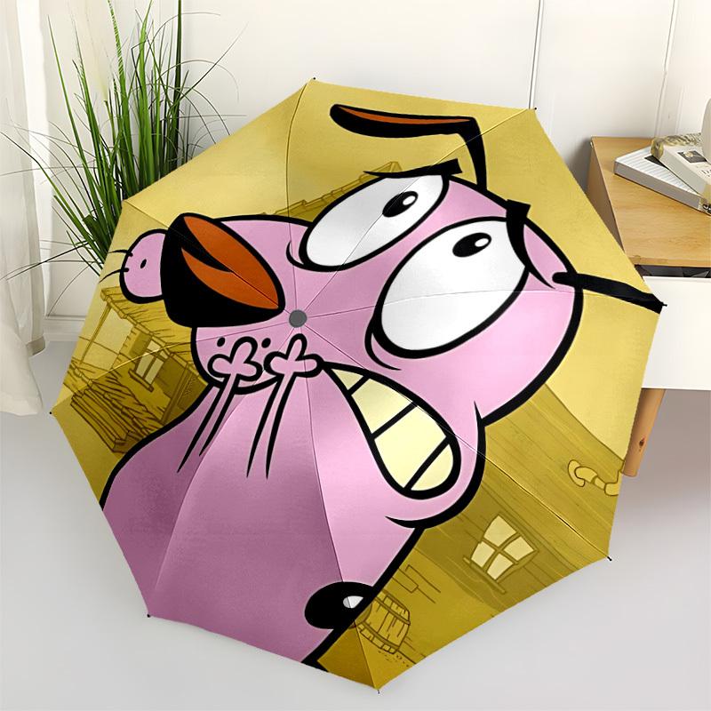 1pc Courage the Cowardly Dog Automatic Open/Close Folding Umbrella, Windproof 8-Rib Construction, Lightweight Travel Umbrella for Women/Men 20