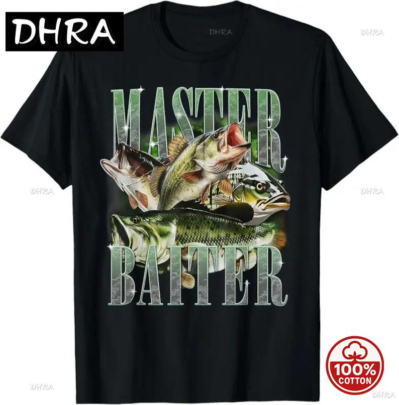 Master Baiter Bass Fishing Fisher Papa Dad Happy Fathers Day Funny Fishing Humor Tee FisherUnisex Jokes Rod Pole Grandpa TShirt S