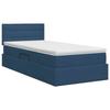 Storage Bed with Mattress Blue 100 X 200 Cm Velvet