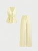 Summer Striped Casual Set: Color Block Vest & Solid Long Pants