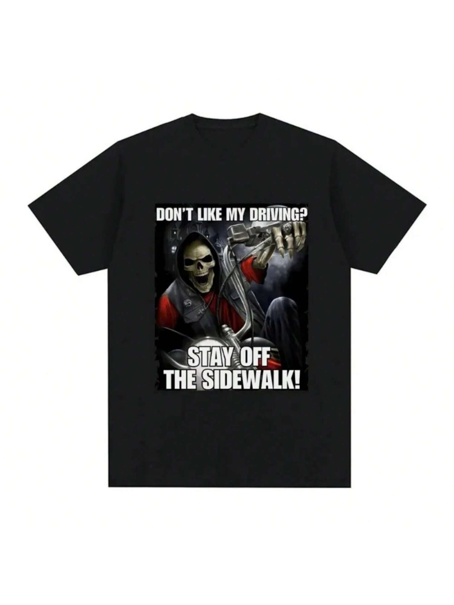 It s Interesting That I Don t Like Driving. Please Stay Away From The Sidewalk. Skeleton Meme T-Shirt Fashionable T-Shirt S разноцветный