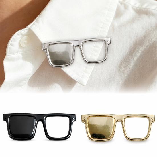 Square Frame Glasses Pin Eyeglasses Holder Brooch Pin, Zinc Alloy Metal Lapel Eyewear Hanger Clothes Decoration Accessories for Men Women Rectangle