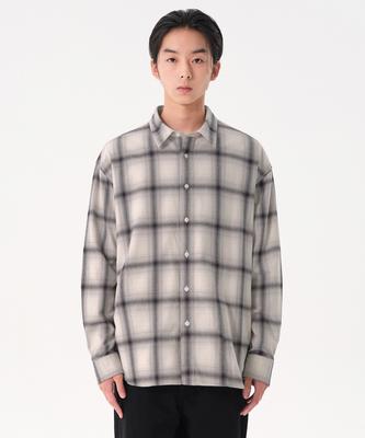 Relaxed Flannel Ombre Check Shirt [Ivory/Black]