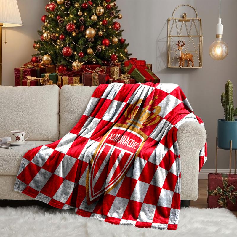 As Monaco Crest Throws Blanket Flannel Blankets Plush for Couch Bed Gifts for Men Women Travel picnic blanket Christmas fan gifts