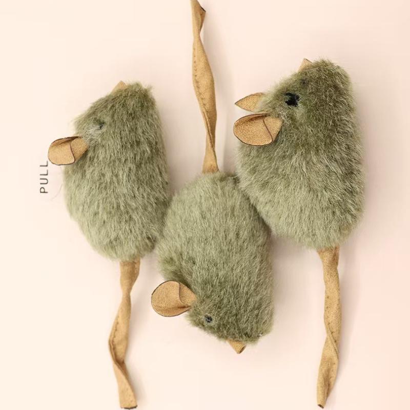 Cat Chew Plush Mouse Toy Interactive Squeaky Imitation Mouse Bite Resistant Kitten Toy Teeth Cleaning Cat Toy Accessories